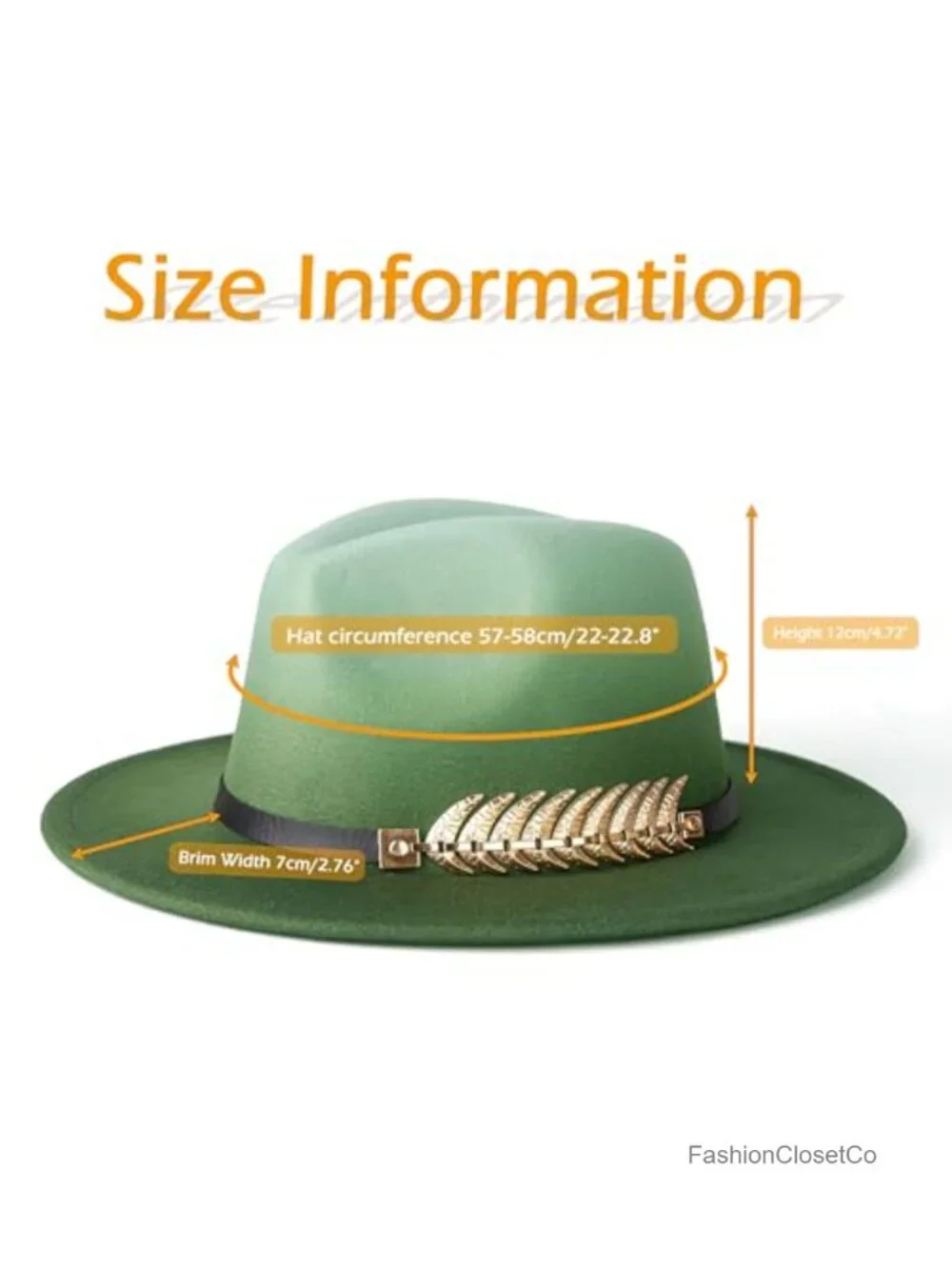 Gradient Fedora Felt Panama Hat with Belt Buckle Wide Brim